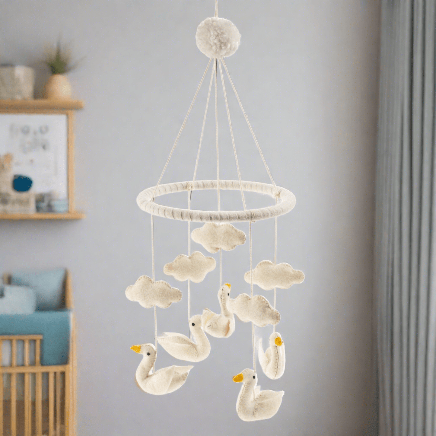Floating Felt Swan Baby Mobile - LndmarkClub USA